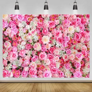 Floral Background Banner for Photography, Wedding Party Decoration, Wedding Party Backdrop, No Power Required, 2D Flat Poster, Rose Design
