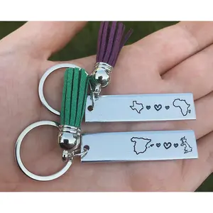 Long Distance Relationship State or Country Keychain