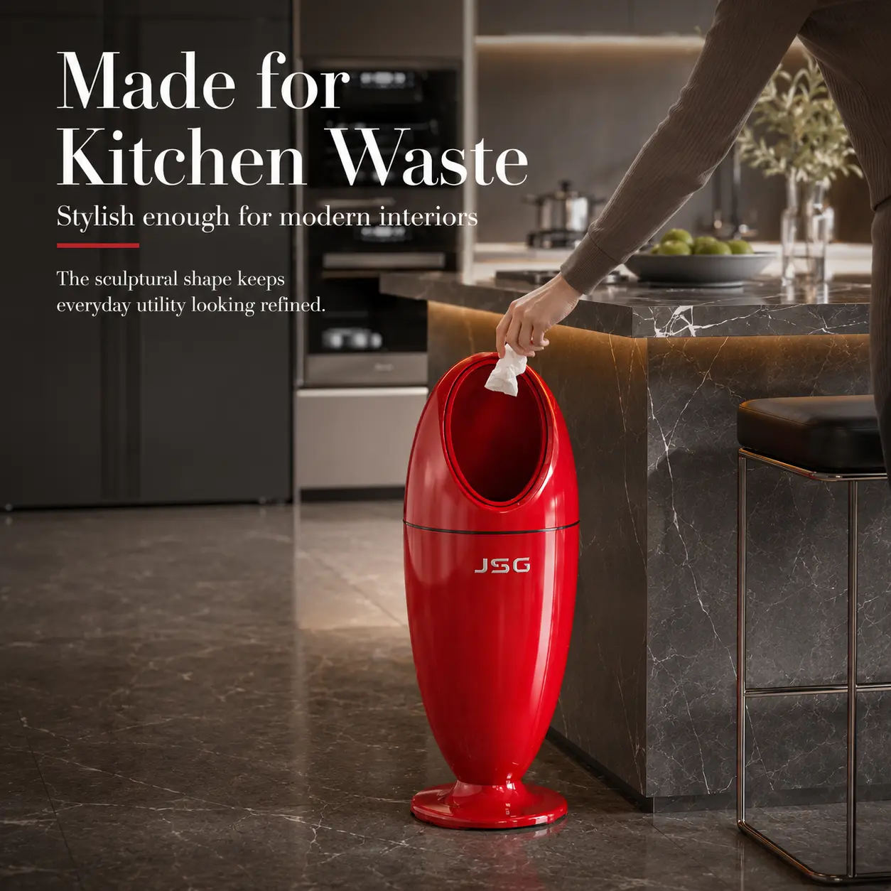 Tall Standing Trash Can with Bag Retainer Ring, Multi-Purpose Freestanding Glossy Waste Bin, Converts to Laundry Hamper & Umbrella Basket, Slim Vertical Storage for Kitchen, Laundry, Entryway & Bathroom