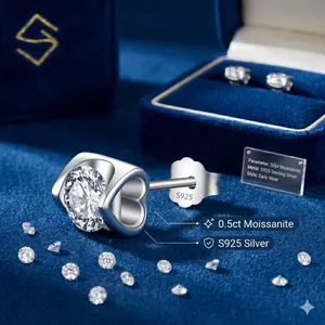 "Hidden Heart" 0.5ct Moissanite Stud Earrings | Diamond Alternative | 925 Sterling Silver