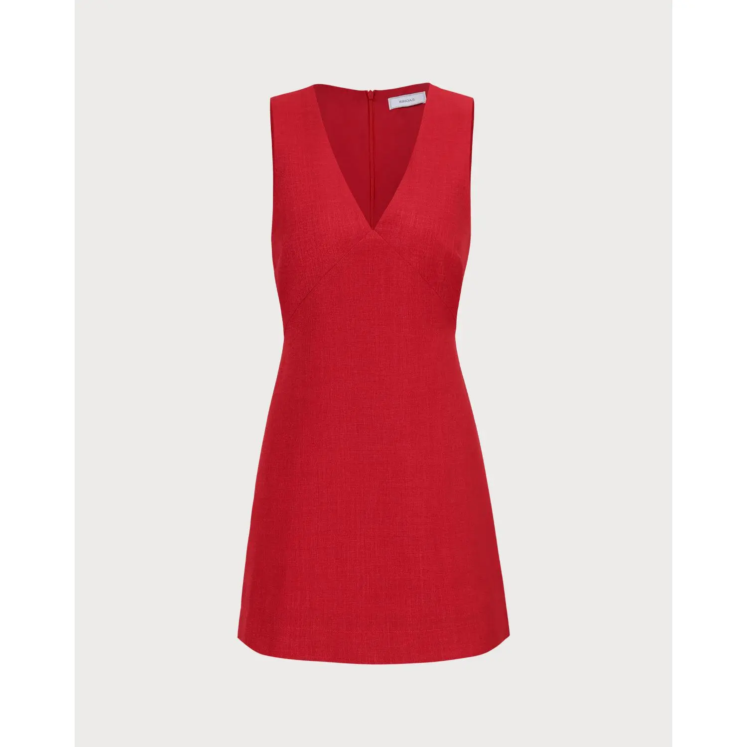 RIHOAS Women's High-Waisted Red V-Neck Sleeveless Polyester-Wood Composite  Linen-Like Breathable Fabric 1-Piece Casual Mini Dress for Day & Casual  Wear - TikTok Shop
