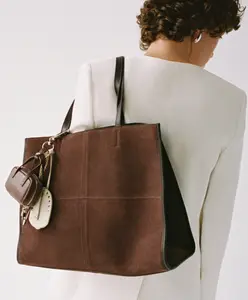 MANGO Suede leather shopper bag