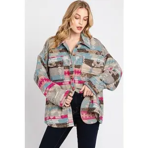 Blue & Pink Aztec Shacket