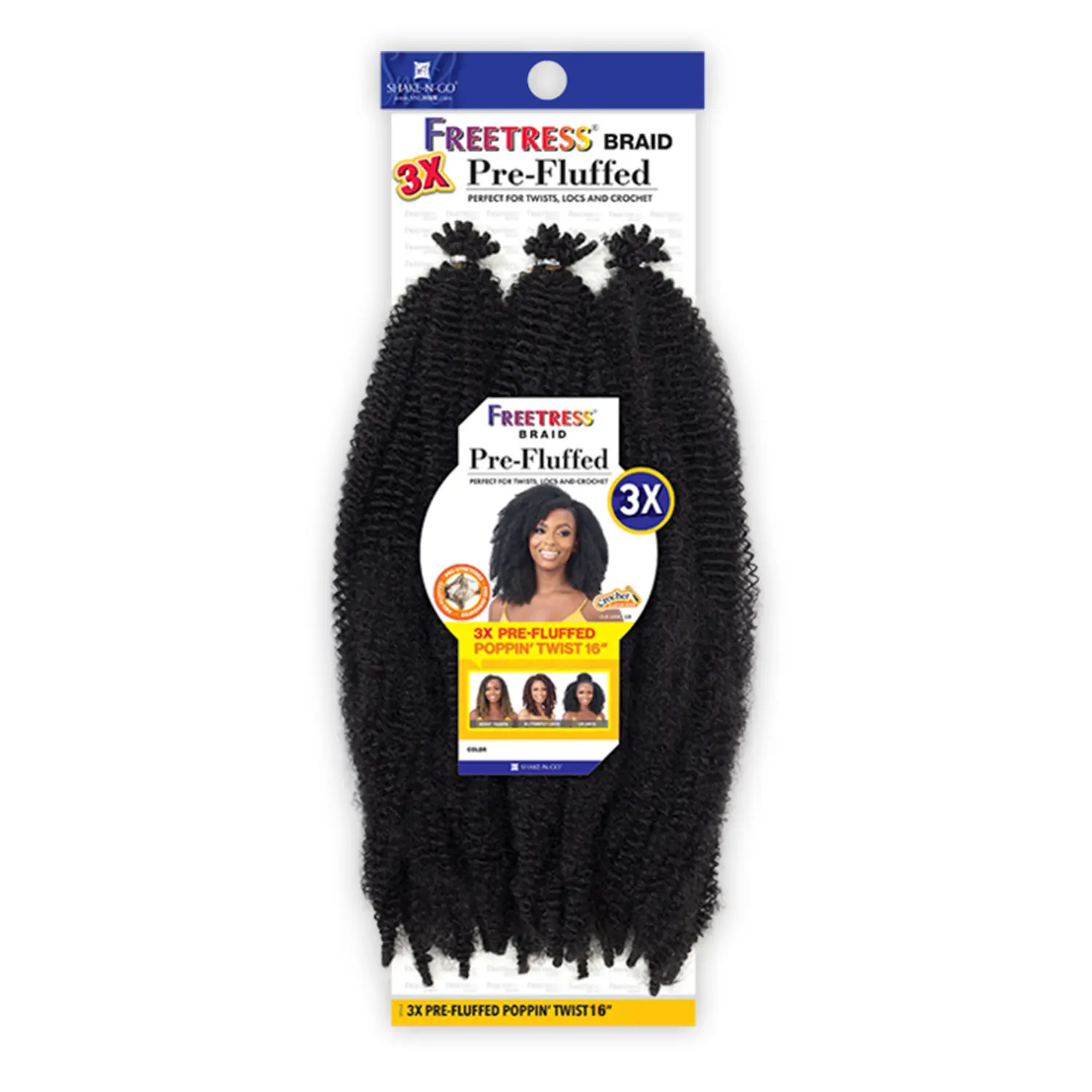 FreeTress Pre-Braided Wig - 3X Pre-Fluffed Poppin Twist Crochet Braids, 16" Synthetic Curly Hair Extension, Synthetic Curly Wig