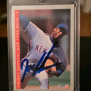 Fleer 1993 Baseball Trading Card Dwight Gooden New York Mets On-Card Autograph JSA Certified Collectible