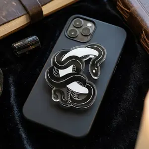 Black Snake Phone Grip, Acrylic Phone Holder Stand, Expandable Grip Compatible with iPhone, Samsung & Most Smartphones