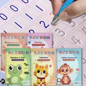 Reusable Grooved Handwriting Workbooks,Magic Copybook,Magic Writing Practice copy books, to help  improve their handwriting ink Practice  3-8 Calligraphy for ( edition)