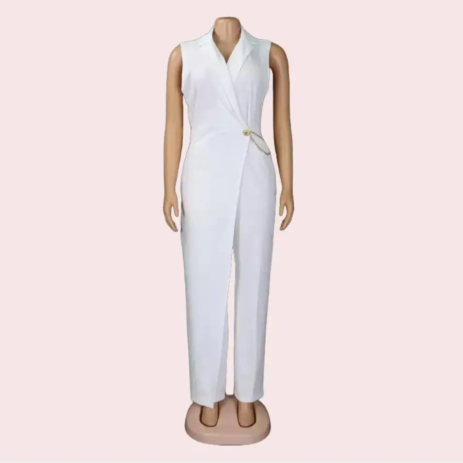 Women's Solid Color Sleeveless Cotton Jumpsuit - Basic Wide Leg Streetwear for Summer & Autumn, Breathable Lightweight Modest Loose Button Evening Overall