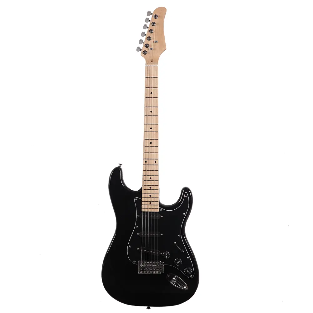 Electric Guitar Kit with Black Pickguard, Includes Amplifier, Carrying Bag, Strap, Picks and Power Cord, Full Size Electric Guitar Set for Beginners, Practice and Gift Use, Stylish Black