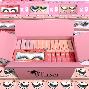 BTLLSSH 3D5D Faux Mink Lashes 3 Styles 100% Handmade Luxurious Lightweight False Eyelashes 27 Pairs Pack for Makeup Cosmetic Youth Daily
