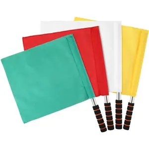 Sports Referee Flags 4pcs Events Referee Flags Sponge Handle for Soccer Volleyball Football Track Match Mixed Color