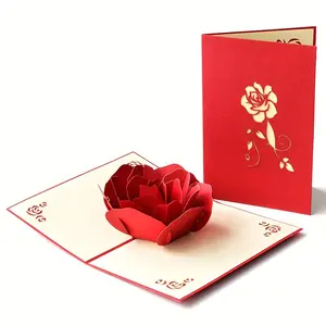 Elegant 3D rose greeting card with envelope - Perfect choice for birthdays, anniversaries, Mother's Day, Valentine's Day and other occasions - Classic style festival decoration, greeting card anniversary pop-up card gift