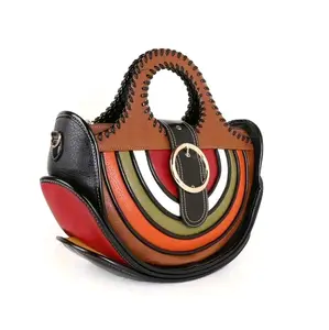 2-Piece Women's Handbag Set - Stylish Color Block Design with Matching Clutch -