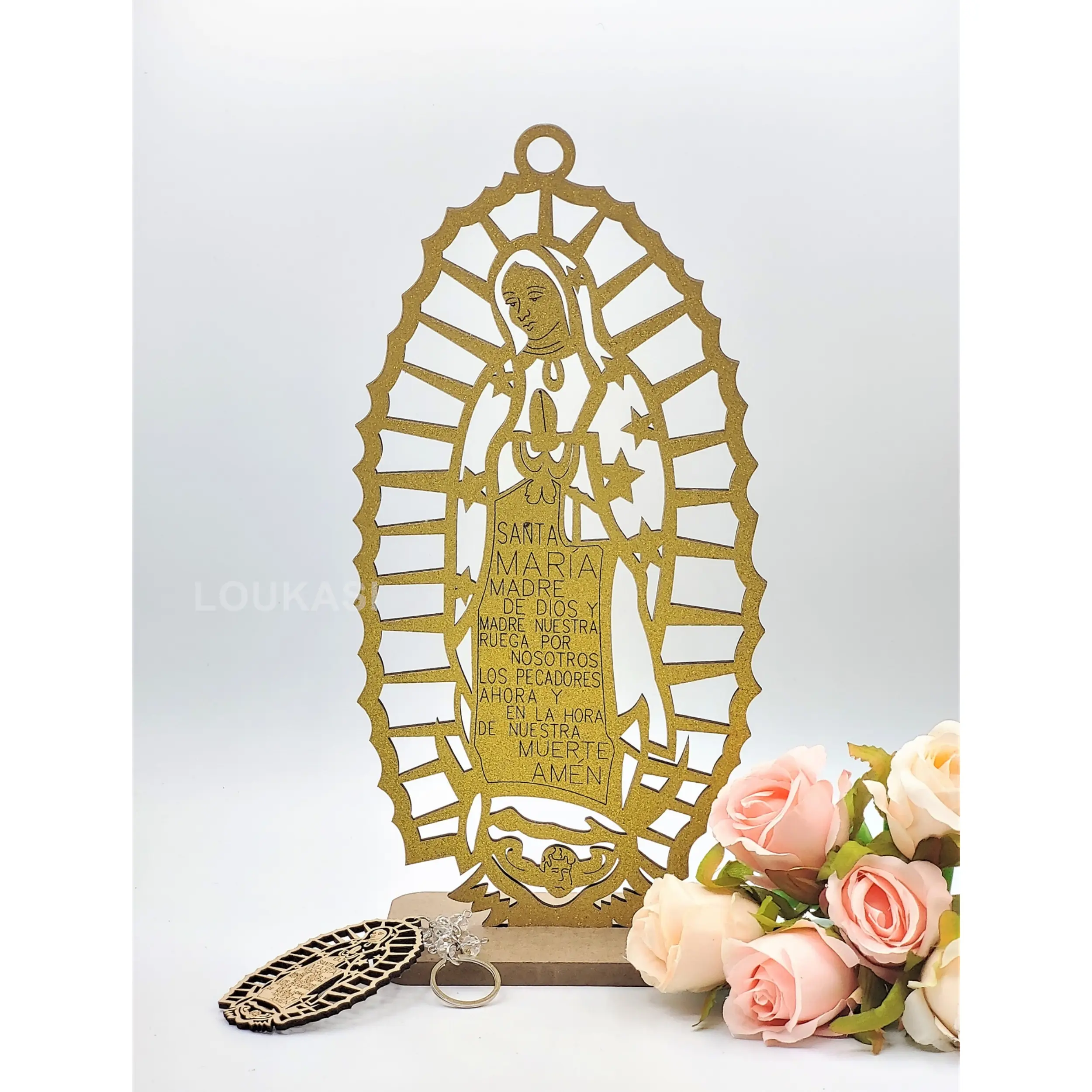 US LUOKASI 12pcs Lady Guadalupe 12inches Wood with Stand Laser Cutout Centerpiece First Communion Quinceanera Christening Perfect for DIY Baptism Baby Shower Favor | Party Decorative Ornaments Decoration Wooden Christmas