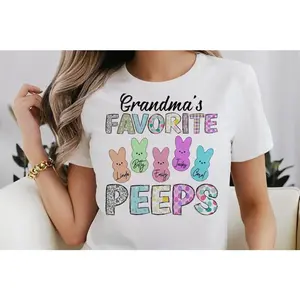 Grandma's Favorite Peeps Easter Shirt, Glitter Bunny ,  Groovy Easter , Retro Easter  Shirt, Easter Bunny