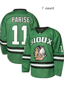 Men's Letter & Number Patched Hockey Jersey, Casual Comfy V Neck Long Sleeve Top for Fall & Winter, Men's Sportswear for Outdoor Activities