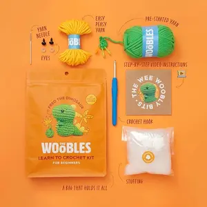 Handmade Woobles Knitting Dolls Cartoon Animals Kit with Needles and Yarn for Party Gifts DIY Fun Craft