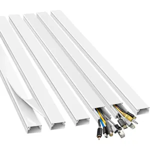 Cord Hider, 72in Wire Covers for Cords  Wall,   Hider Cord Covers for Wires,  Management Wire Hiders for TV,  Raceway Kit, W0.95 H0.55in, White