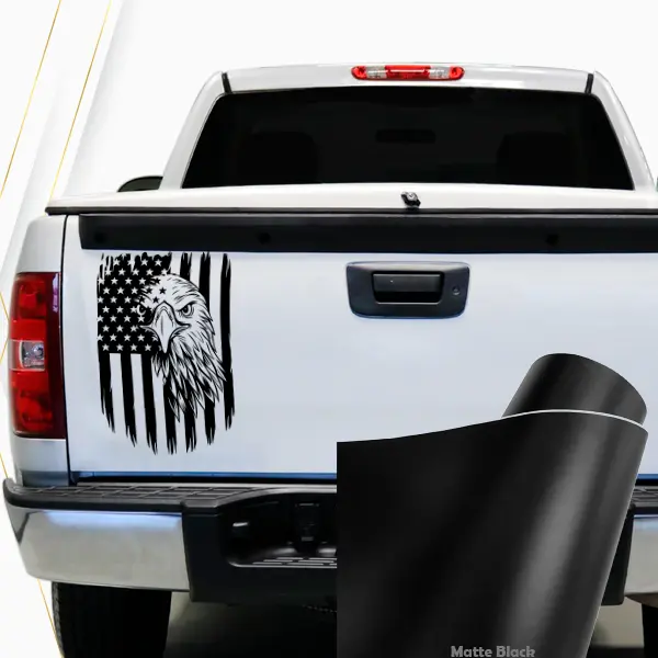 Eagle with American Flag Tailgate Vinyl Decal Sticker for Pickup Trucks USA. Universal to Fit Most Trucks