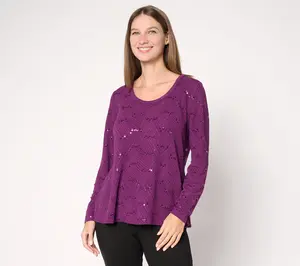 Joan Rivers Knit Jacquard Scoope Neck Long Sleeve Tunic Joan Rivers Knit Jacquard Scoope Neck Long Sleeve Tunic