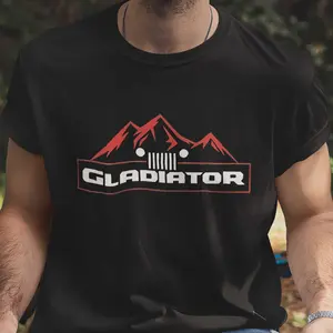 [GLADIATOR]2025 New Men's Black Summer 100% Cotton Printed T-Shirt - Short Sleeve, Round Neck, Fashionable, Personalized, Sweat-Absorbent, S - 5XL, Versatile, Simple