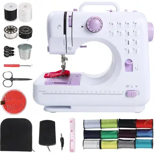 Portable Sewing Machine for Beginners - Mini Electric Sewing Machine with 12 -in Stitches, 2-Speed Foot Pedal, LED Light & Storage Drawer - Includes Sewing Kit for  & Adults