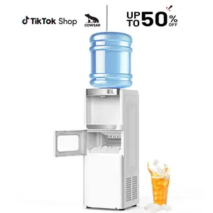 【SummerVibes】COWSAR Water Dispenser with Ice Maker Function, Top Loading Hot and Cold Water Cooler for 5 Gallon Bottle - Includes Child Safety Lock - Water Machine for Home, Office, Garage - Black