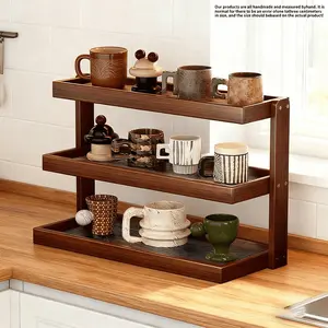 Multi-Layer Desktop Organizer Rack, Designer Cup Holder for Dressing Table Kitchen Living Room, Modern Simple Style Storage Cabinet