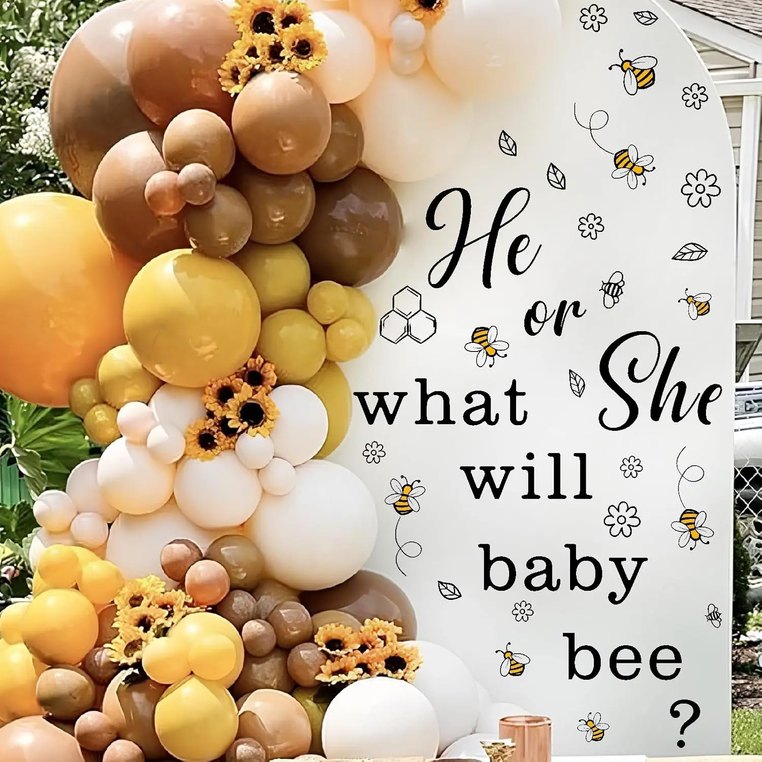 He Or She Party Decal Sign Honey Bee  Shower Backdrop  Boy Girl Balloon Arch Decal  Shower Party Decoration Gender Reveal Party Supplies Welcome  Sign Decor Party Stickers