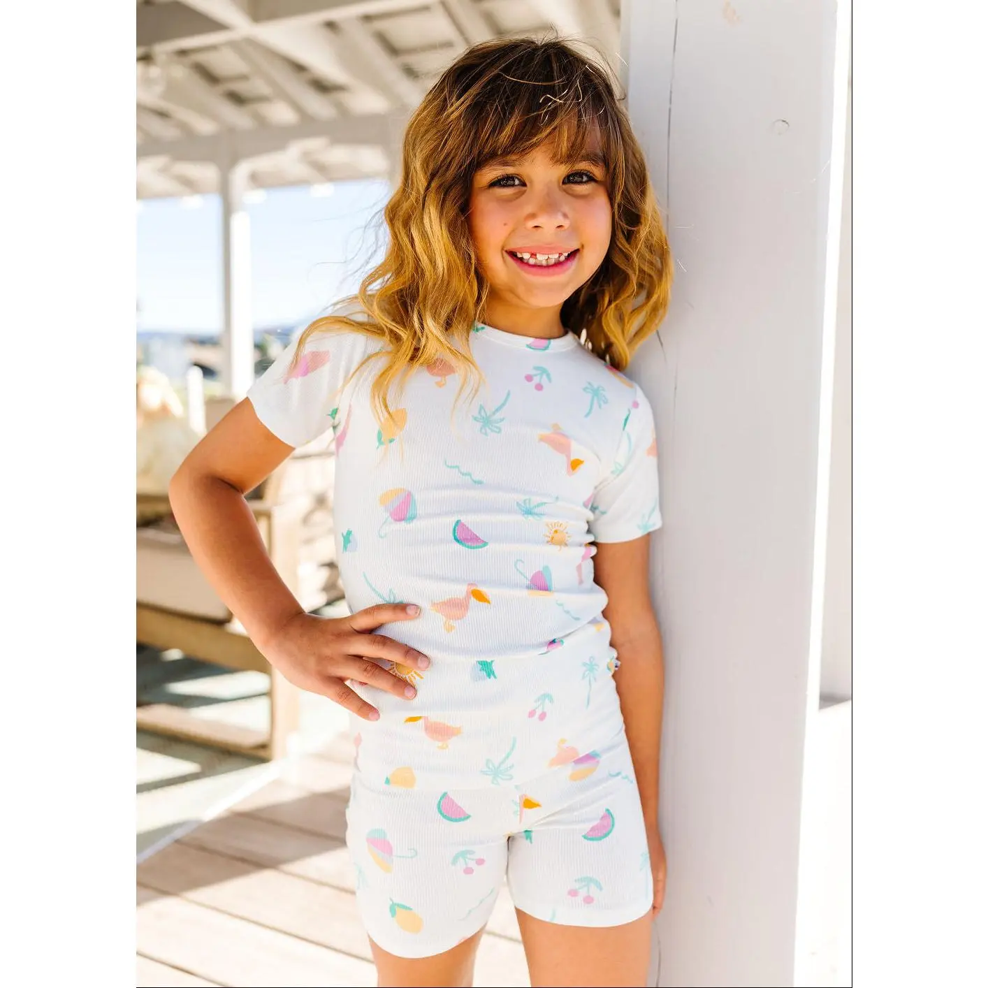 Summer Vibes Ribbed Bamboo Pajama Set
