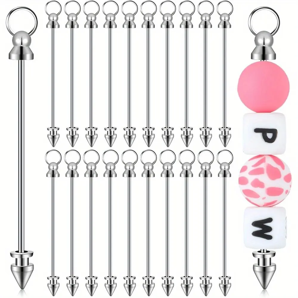 20pcs Metal Keychain strips - Heavy-Duty Beaded Chains with Metallic Ends, DIY Jewelry Making, Keychains, Party Favors - Bulk Crafting Supplies for Gifts & Projects - Compatible with Beads, Charms, Letters, Numbers, Charms for Jewelry Making Bulk,