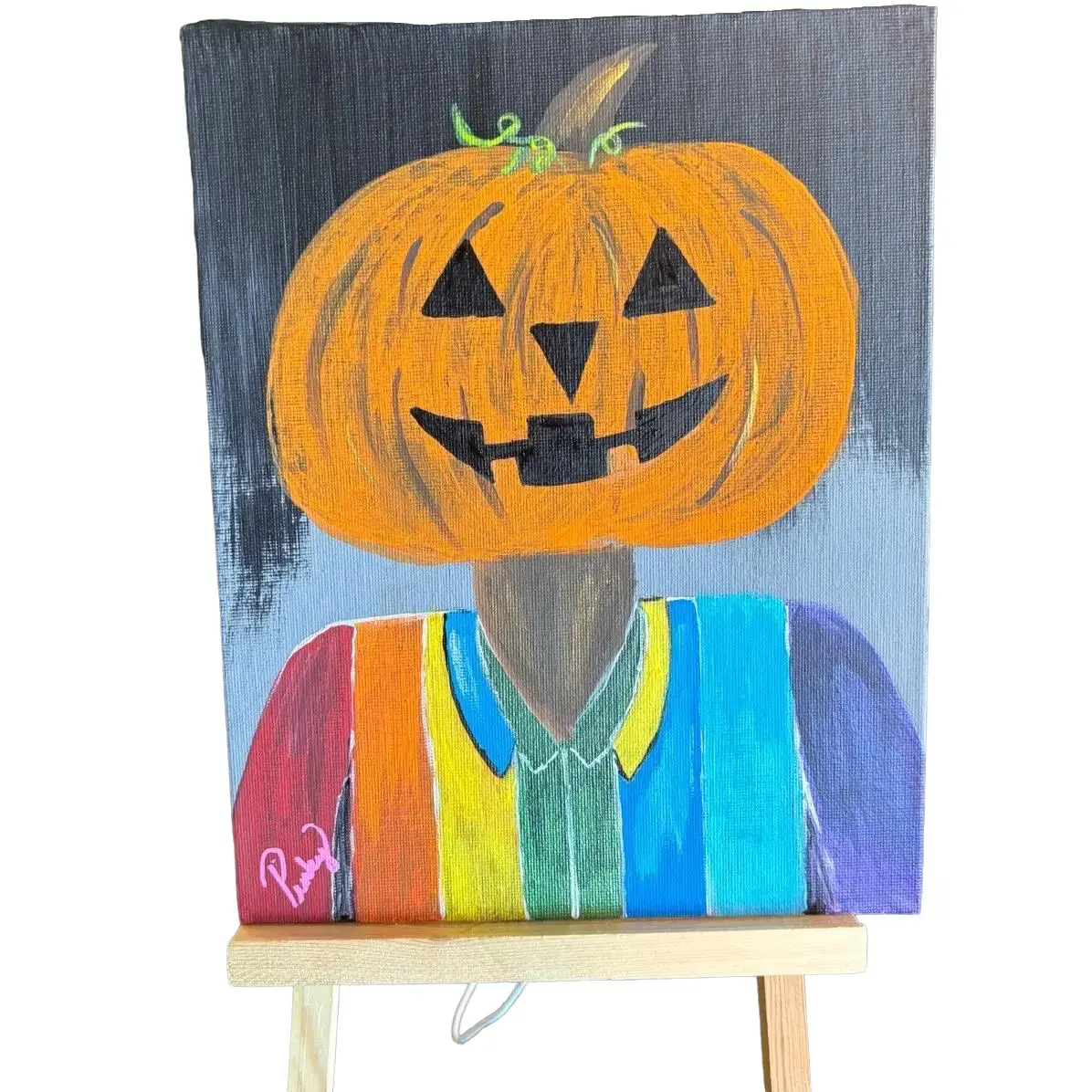 Portrait Day 8X10 Canvas Panel with Acrylic Paint - Handmade Artwork