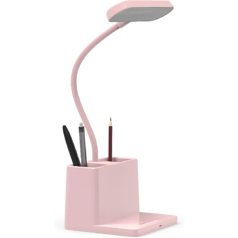 Cute Desk Lamp, Pink Table Light for Women, Teen Girls, Adjustable LED, Small, Rechargeable, Battery Operated, Touch Control, Gooseneck, Home Office Accessories, College Dorm Essentials