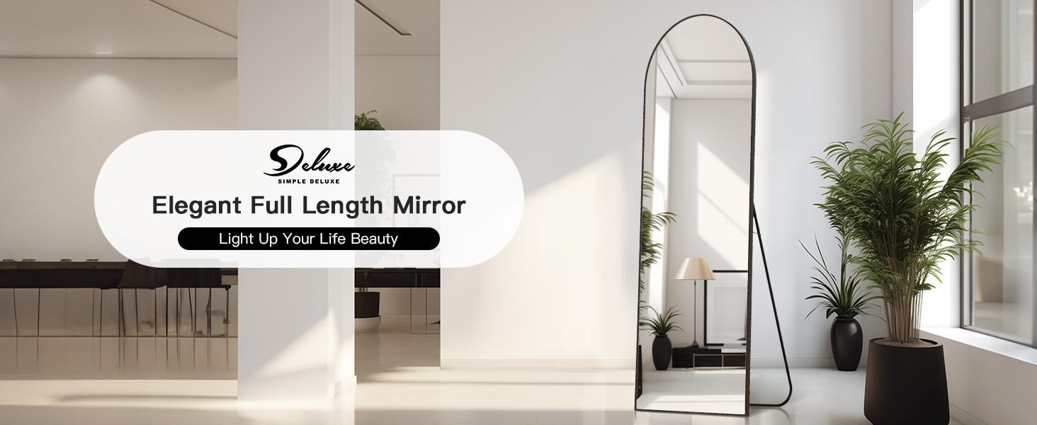 71"x26" X-Large Arch Full Body Mirror with Durable Aluminum Alloy Frame, 3-Way Floor Mirror Stand, Wall-Mountable Hanging/Leaning Options, Safety Explosion-Safe Design for Bedroom, Gym, Closet, Home Reflections (Wall or Floor Use, Black)
