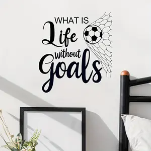Sport Theme Wall Sticker, Decorative Wall Sticker, Wall Decal, Self-Adhesive Wall Decor, Includes English Text & Football Pattern, Perfect for Bedroom Living Room Game Room Home Decoration, Versatile Use