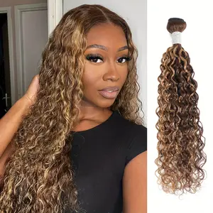 New 2025 Arrivals Ombre Highlight Brown Water Wave Bundle Human Hair Ombre Honey Blonde 1 Or 3 Bundles Hair Extensions Brazilian Weave Human Hair Soft Piano Colored P4/27