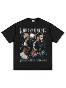 Mbappe and Neymar men's football summer men's T-shirt, Paris jersey commemorative shirt, summer unisex oversized short sleeved shirt, soft and skin friendly, suitable for both men and women, all season universal couple gift