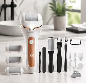 Rechargeable Electric Foot Callus Remover Kit with LCD Display & LED Light, 13-in-1 Pedicure Tools for Dead Skin, Cracked Heels, Hard Skin Removal