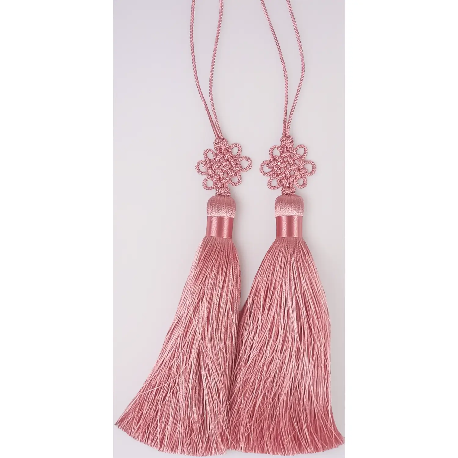 Unisex 2-Pack Mini Korean Silk Norigae Set, Traditional Tassels Charms, Sports Protective Gear Accessory, 12 Colors Available (Coral Pink Shown)