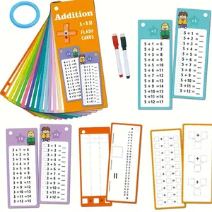 1-12 Multiplication Table Math Flashcards Set, Self-Check Answers, Interactive Learning Cards, Colorful Arithmetic Practice, Durable Material