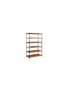 HomeRoots 486300 70 in. Brown & Black Metal Six Tier Etagere Bookcase