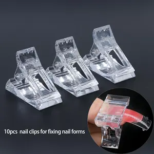 10pcs Acrylic Nail Clip Transparent Gel Quick Building Nail Tips Clips Fingernail Extension UV Clamps Manicuring Art Nail Art Design Builder Tools Set Nail Extension Kit Nail Art Products
