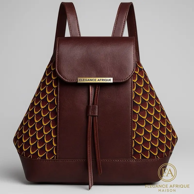 Dakar Nomad Backpack Handmade Leather & Ankara Fabric Spacious Stylish Carry Your Culture Travel Your Story