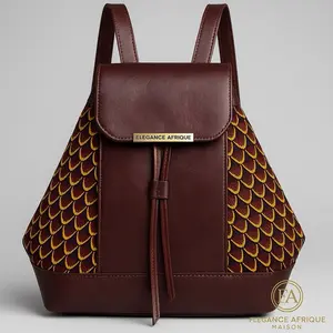 Dakar Nomad Backpack Handmade Leather & Ankara Fabric Spacious Stylish Carry Your Culture Travel Your Story