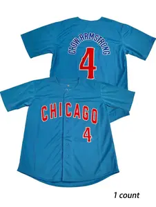 Men's 4 Baseball Jersey, Casual Sporty Design Breathable Quick Drying V Neck Baseball Top, Baseball Shirt, Loose Sportswear for Daily Wear, Jersey Tops, Sports Apparell