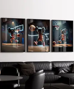 Kaws Playing Basketball Poster, set of 3, Hypebeast Basketball Lover Poster Unframed