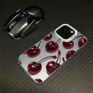 Low-Saturation Retro Red Cherry Pattern Fashion TPU Laser Craft Phone Case for iPhone 17 Pro Max Phone Case 17 Air 16 E 15 Plus 14 13 12 11 X XS XR 7 8 Plus Samsung Galaxy S21 22 23 24 25 ULTRA FE Plus Anti-Drop Protection