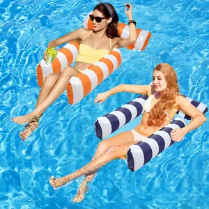 2 Pack 4-in-1 Inflatable Pool Hammock, Mesh Bottom Floating Chair Bed with 3 Tubes for Adults, Portable Float for Pool Hot Tub Travel