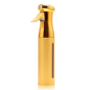 Salon Style Hair Spray Misting Bottle 10 Oz Fine Mist Continuous Spray for Household Use with Gold Seal and Dispensing for Hair Styling and Cleaning Solutions - Canister, Pet, Matte, Plastic, Organiser Shiny
