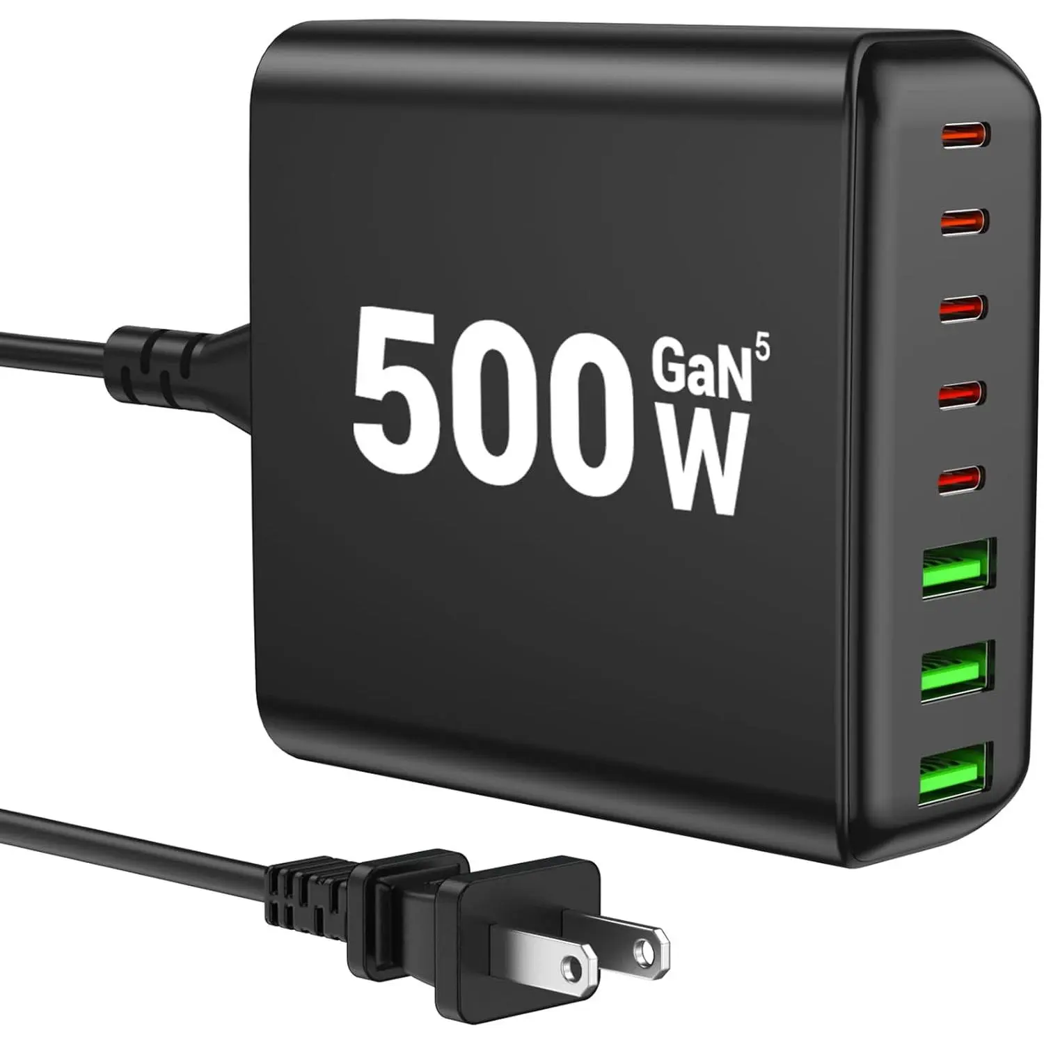 500W USB C Charger Block, 8-Port USB C Charging Station Fast Charging PD 120W PC Laptop Charger Adapter Compatible with MacBook Pro/Air/All iPad,DELL, iPhone 16/15/14/13/Pro Max/Galaxy